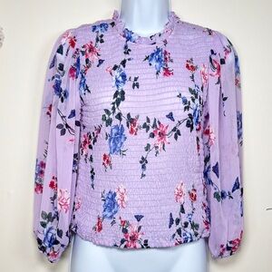 Express Floral Top Purple Small